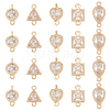 BENECREAT 20Pcs 5 Styles Brass Pave Clear Cubic Zirconia Connector Charms KK-BC0012-48-1