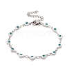 Enamel Heart with Evil Eye Link Chains Bracelet BJEW-P271-07P-02-1