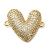 Rack Plating Brass Micro Pave Clear Cubic Zirconia Heart Links Connector Charm KK-P287-52G-01-1