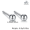 Simple S925 Sterling Silver Round Bead Stud Earrings for Daily Unisex Wear TL9413-2