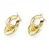 Brass Heart Dangle Hoop Earrings for Women EJEW-N011-86LG-3