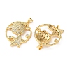 Brass Micro Pave Clear Cubic Zirconia Pendants CU-CBA03AF-07G-2