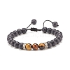 Natural Lava Rock & Tiger Eye Braided Bead Bracelet BJEW-TA00115-02-1