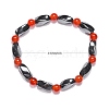 Round Natural Carnelian(Dyed & Heated) Stretch Bracelets BJEW-G072-13-2