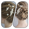 Copper Wire and ABS Imitation Pearl Hair Combs Sets for Women Girls OHAR-CY0001-20-5