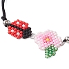 Handmade Flower Ladybird Glass Seed Braided Bead Bracelet BJEW--MZ00105-01-2