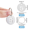 Unicraftale 1 Set 201 Stainless Steel Numbered Marking Identification Hang Tags STAS-UN0057-06-3