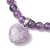 2pcs 2 Styles 6mm Round & Chip Natural Amethyst Beaded Stretch Bracelet Sets BJEW-TA00517-03-5