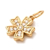 304 Stainless Steel Micro Pave Clear Cubic Zirconia Charms CU-CBAB6EC-24G-2