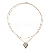 Double Layer Brass Micro Pave Clear Cubic Zirconia Heart Pendant Necklaces for Women NJEW-JN04979-4