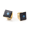 Square Enamel with Evil Eye Wide Band Finger Rings RJEW-A014-02G-08-1