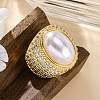 Brass Micro Pave Clear Cubic Zirconia Cuff Rings for Women RJEW-Q009-03G-4