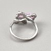 Brass Micro Pave Cubic Zirconia Cuff Rings for Women RJEW-WH0002-40B-2