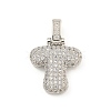 Brass Micro Pave Clear Cubic Zirconia Pendants KK-B099-01P-T-1