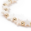 Natural Shell Star Beaded Stretch Bracelet with Brass for Women BJEW-JB08324-4