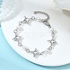 Shell Pearl & Alloy Link Chain Bracelets for Women BJEW-JB13821-1