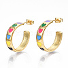 Brass Enamel Stud Earrings EJEW-T014-02G-NF-1