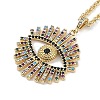 Rack Plating Brass Micro Pave Colorful Cubic Zirconia Eye Pendant Rope Chain Necklaces NJEW-P317-01G-1