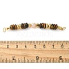 Natural Tiger Eye & Plastic Imitation Pearl Disc Beaded Connector Charms/Links STAS-L277-11G-01-3