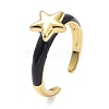 Brass Enamel Cuff Rings RJEW-P023-20G-2