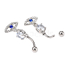 Evil Eye Drop Belly Button Rings for Women AJEW-C010-01P-4