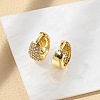 Brass Micro Pave Clear Cubic Zirconia Hoop Earrings EJEW-M077-20G-5