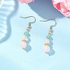 Round Natural Malaysia Jade & Rose Quartz Beaded Dangle Earrings EJEW-JE06471-1