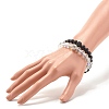 Synthetic Moonstone & Black Stone Round Beads Stretch Bracelets Set BJEW-JB07487-3