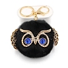 Cute Pompom Fluffy Owl Pendant Keychain KEYC-PW0008-007G-09-1