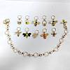 BENECREAT Alloy Enamel Bees Pendant Knitting Row Counter Chain with Hexagon Ring HJEW-BC0001-43-1