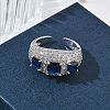 Brass Micro Pave Cubic Zirconia Cuff Open Rings for Women RJEW-L343-13P-4
