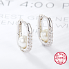 Anti-Tarnish Rhodium Plated 925 Sterling Silver Rhinestone Oval Hoop Earrings XF7711-2-2