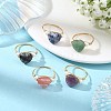 Gemstone & Shell Pearl Copper Wire Finger Rings for Women RJEW-JR01110-1