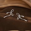 925 Sterling Silver Bowknot Stud Earrings EJEW-P296-05S-4