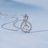 Clear Cubic Zirconia Flat Round with Crown Pendant Necklace JN1027A-4