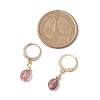 Natural Strawberry Quartz Beads Hoop Earrings for Women EJEW-JE06164-3