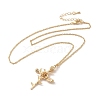 304 Stainless Steel Cross with Flower Pendant Necklaces for Women NJEW-A020-03J-G-2