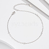 925 Sterling Silver Anklet AJEW-Z029-21P-2