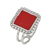 Square 304 Stainless Steel Enamel Finger Rings for Women RJEW-G355-06P-02-4