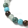 Round Natural Tiger Eye & Green Spot Jasper & Synthetic Turquoise & Glass Beads Stretch Bracelets for Girl Women FS-WGE0C43-02-3