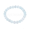 Round Natural Selenite Beaded Stretch Bracelets BJEW-L694-002A-01-2