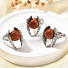 Natural Red Jasper Wings Adjustable Rings RJEW-K241-04AS-10-1