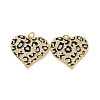 Heart with Leopard Print Pattern Brass Micro Pave Clear Cubic Zirconia Charms KK-G435-35G-2