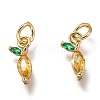 Brass Micro Pave Gold & Green Cubic Zirconia Charms X-ZIRC-I051-07G-1
