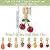 9Pcs 9 Styles Brass Enamel Fruit European Dangle Charms OPDL-BBC0001-04G-2