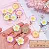 12Pcs 6 Colors Flower Resin Stethoscope Pendant Decorations HJEW-SP0001-55-3