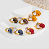 French Vintage Natural Agate Hoop Earrings AC0177-4-3