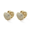 Heart Brass with Cubic Zirconia Hoop Earrings EJEW-Q811-26G-1