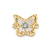 Brass Micro Pave Clear Cubic Zirconia Connector Charms KK-M303-04G-08-1