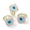 Lampwork Evil Eye Open Cuff Ring RJEW-M147-01LG-05-1